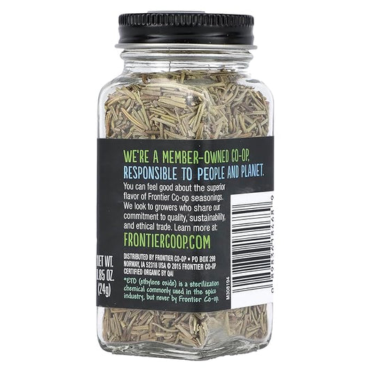 Frontier Co-op Organic Whole Rosemary Leaf, 0.85 Ounce Bottle, Pungent, Herbaceous, Fresh Earthy Taste & Aroma, Kosher