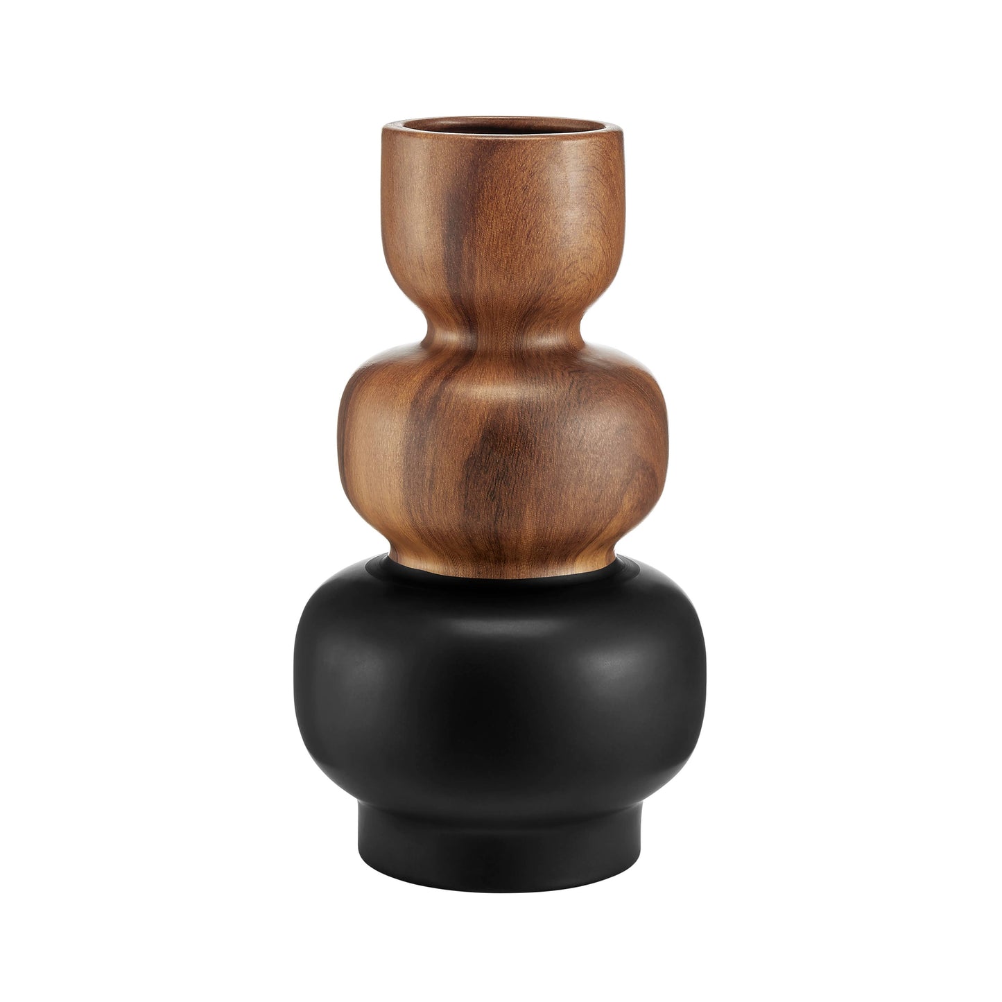 Milo Trinnet 3 Tier Stack Two Tone Vase Black and Walnut
