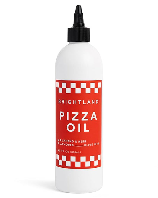 Brightland Pizza Oil with Extra Virgin Infused Olive Oil - Herbaceous Oil for Dipping & Dressing - Premium Jalapeño & Herb Flavor Cold-Pressed Oil - Vegan, Plant-Based & Gluten Free, 12 Fl Oz