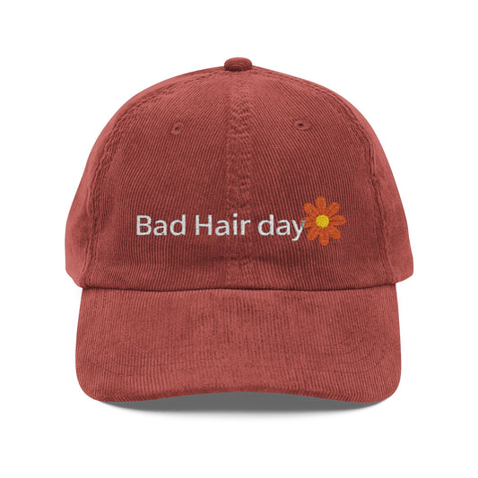 Vintage Corduroy Cap - Bad Hair Day Hat, Retro Style Cap, Boho Embroidered Hat, Everyday Wear, Gift for Her