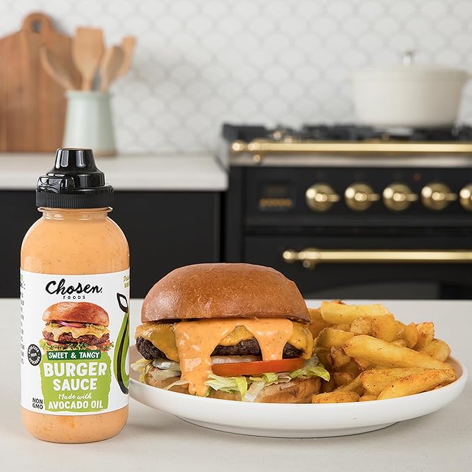 Chosen Foods Burger Sauce, for Hamburgers, Sandwiches, Nuggets, Wings, Fries, and More 9 floz
