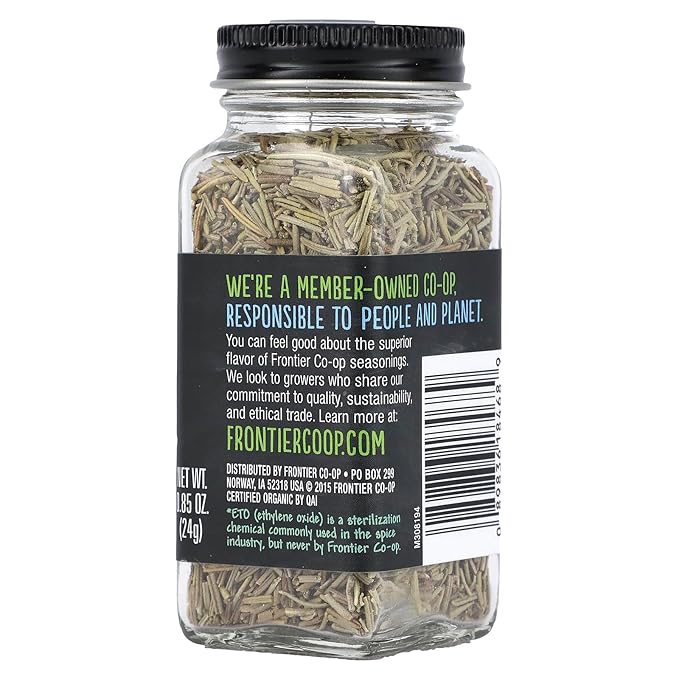 Frontier Co-op Organic Whole Rosemary Leaf, 0.85 Ounce Bottle, Pungent, Herbaceous, Fresh Earthy Taste & Aroma, Kosher