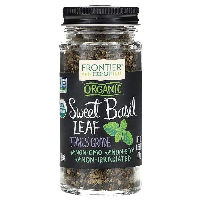 Frontier Co-op Organic Sweet Basil — Leaf Flakes, 0.56 oz (16 g)