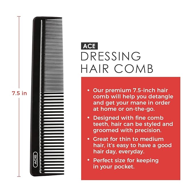 GOODY Hair Ace Dressing Hair Comb, 7.5 Inch, Black, 1 Count