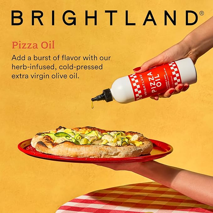 Brightland Pizza Oil with Extra Virgin Infused Olive Oil - Herbaceous Oil for Dipping & Dressing - Premium Jalapeño & Herb Flavor Cold-Pressed Oil - Vegan, Plant-Based & Gluten Free, 12 Fl Oz