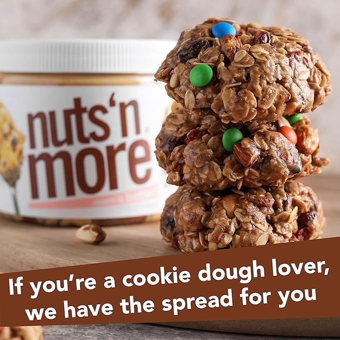 Nuts ‘N More Chocolate Chip Cookie Dough Peanut Butter Spread - High Protein, Low Carb, Low Sugar, Gluten Free, Non-GMO, All-Natural Nut Butter Snack (15oz Jar)