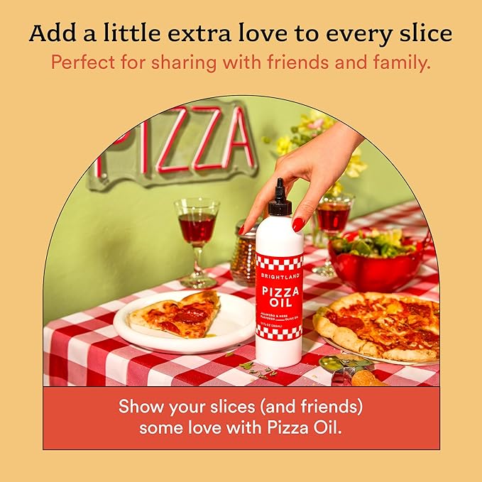 Brightland Pizza Oil with Extra Virgin Infused Olive Oil - Herbaceous Oil for Dipping & Dressing - Premium Jalapeño & Herb Flavor Cold-Pressed Oil - Vegan, Plant-Based & Gluten Free, 12 Fl Oz