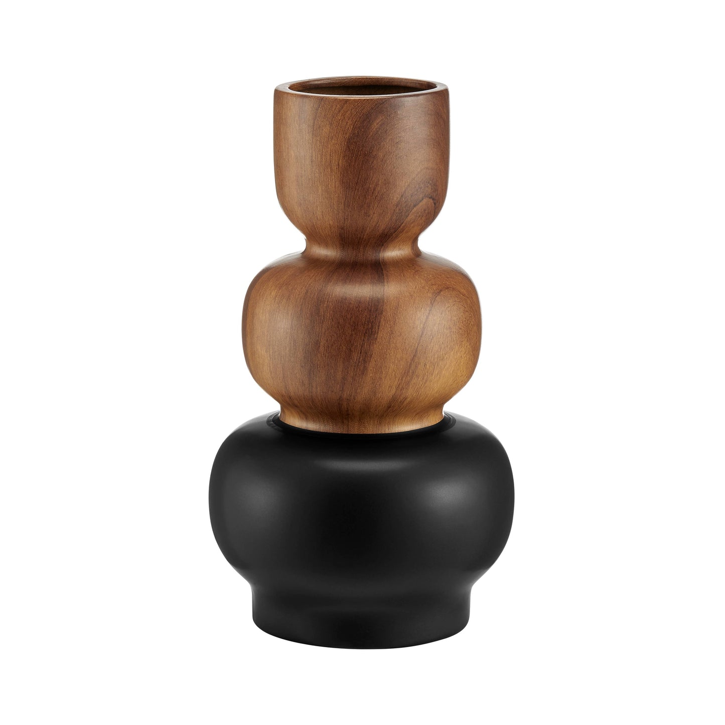 Milo Trinnet 3 Tier Stack Two Tone Vase Black and Walnut