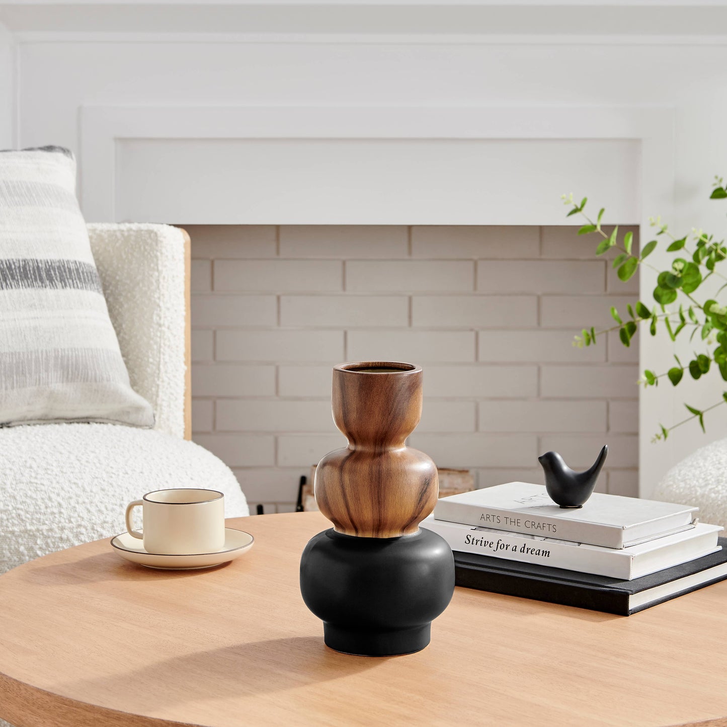 Milo Trinnet 3 Tier Stack Two Tone Vase Black and Walnut